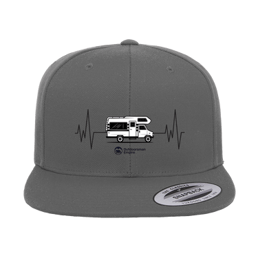 Camping Cardiogram Embroidered Flat Bill Cap